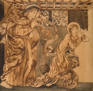 受胎告知」（水彩・紙 作： Edward Burne Jones