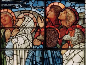 アセンションウィンドウ、詳細、1885（ステンドグラス） 作： Edward Burne Jones