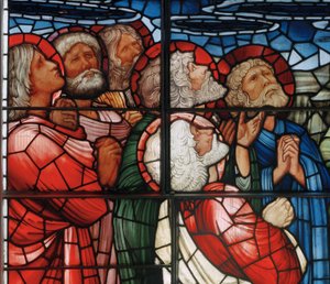 アセンションウィンドウ、詳細、1885（ステンドグラス） 作： Edward Burne Jones