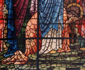 はりつけの窓、詳細、マグダラのマリア、1888年（ステンドグラス） 作： Edward Burne Jones