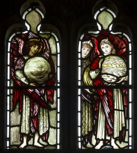 作成の日、1874（ステンドグラス） 作： Edward Burne Jones