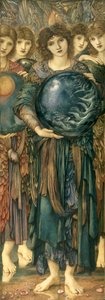 作成の日：1870-76 5日目（WC、ガッシュ、シェルゴールド、リネンで覆われたパネルにプラチナペイント） 作： Edward Burne Jones