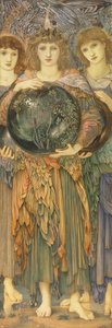 作成の日：1870-76年の3日目（WC、ガッシュ、シェルゴールド、プラチナペイントのリネンカバーパネル） 作： Edward Burne Jones