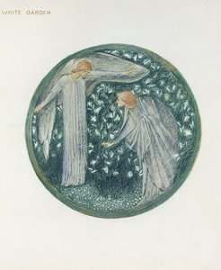 フラワーブック：XXXIV。ホワイトガーデン、1905年（紙にガッシュを塗ったリト） 作： Edward Burne Jones