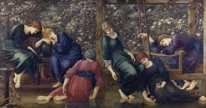 ブライアーローズシリーズのガーデンコート、1894年頃（キャンバスに油彩） 作： Edward Burne Jones