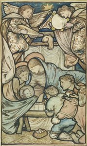 聖誕祭」（紙にセピアとカラーチョーク 作： Edward Burne Jones