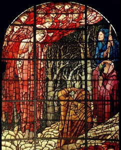 キリスト降誕ウィンドウ、詳細、羊飼い、1888年（ステンドグラス） 作： Edward Burne Jones