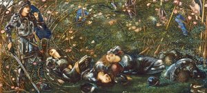 プリンスは「ブライアローズの伝説」のイラストでブライアーウッドに入ります1871-72 作： Edward Burne Jones