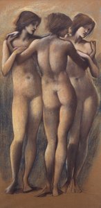 三美神、1885年頃（紙にチョーク） 作： Edward Burne Jones