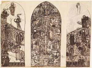 ジェシーのツリー、ウォルサム修道院のステンドグラスのデザイン、パウエル＆Co.、1860年制作 作： Edward Burne Jones