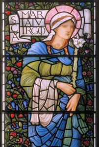 聖母マリア、イーストウィンドウ、1880年（ステンドグラス） 作： Edward Burne Jones