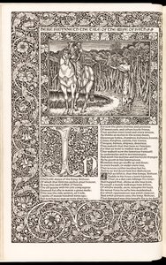 The Works of Geoffrey Chaucer Now Newly Imprinted」Geoffrey Chaucer著、1896年Kelmscott Press発行（木版）。 作： Edward Burne Jones