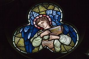 ワイルデン、オールセインツ、モリス商会、エドワード・バーン＝ジョーンズ、ジョン・ヘンリー・ディアール（1859-1932）、ダルシマーを持った天使たち、天使の音楽隊