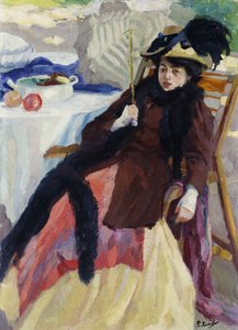 日傘をさす女性 作： エドワード・キュクエル