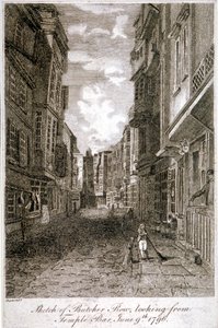 ブッチャー ロウ、ウェストミンスター、ロンドン、1796 年。 作： Edward Dayes
