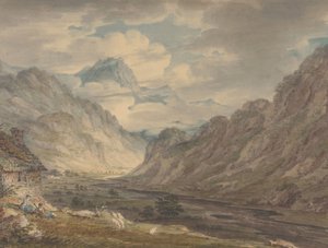 ゲイツガース ファームからのホニスター パス、ゲーツガースデール、レイク ディストリクト、1789 年から 1804 年。 作： Edward Dayes