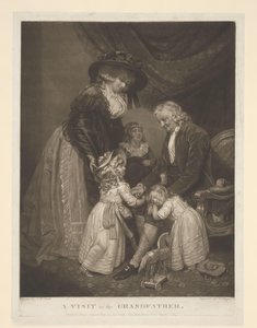 祖父を訪ねる 3 人の子供を持つ女性 祖父への訪問（オブジェクトのタイトル） 作： Edward Dayes