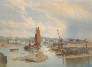 干潮時の河口の町、1868 年。 作： Edward Duncan