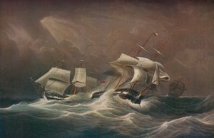 HMS Indefatifable Engaging the France Rights-De-LHomme、1797、1829 作： Edward Duncan