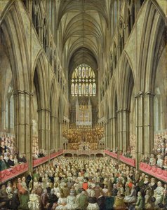 ヘンデル百周年記念のウェストミンスター寺院の内部図、マネージャーの箱から撮影、1793年 作： Edward Edwards