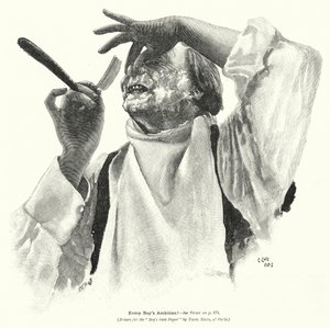 髭を剃る男（リトグラフ） 作： エドワード・エルツ