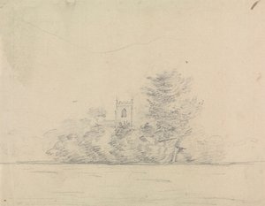 教会のある風景 作： Edward Francis Burney