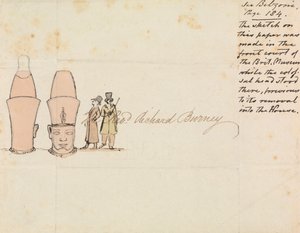 Carta ao Rev. Richard Burney com desenho da Cabeça Colossal do Pátio do Museu Britânico 作： Edward Francis Burney