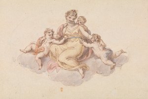 Mãe e filhos sentados na nuvem 作： Edward Francis Burney