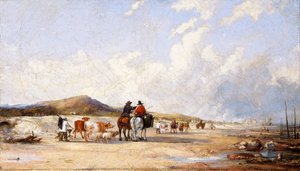スワンジー市場への砂地の横断」1850年代頃 作： Edward Francis Drew Pritchard