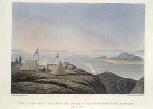 コッパーマイン川の河口からの北極海の眺め、7 月 20 日真夜中 作： Edward Francis Finden