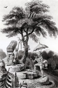キンディオからの峠の眺め、ジョンP.ハミルトンによる「コロンビアの内陸部を旅する」のイラスト、1827年発行
