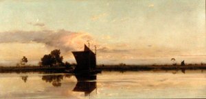 Yare川の夕べ 作： Edward Henry Fahey