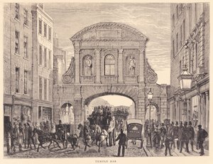フリートストリートのテンプルバー、1870年頃