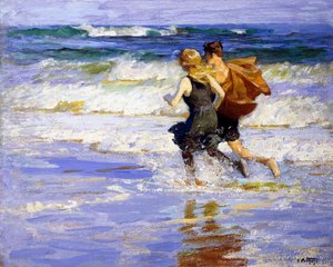 ビーチで、 作： Edward Henry Potthast