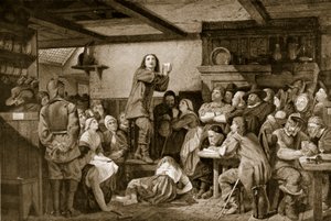居酒屋で説教するジョージフォックス、1650年頃 作： Edward Henry Wehnert