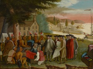 インド人とのペンの条約、c.1830-40（キャンバスに油彩） 作： Edward Hicks