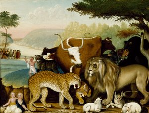 平和な王国、c.1846-47（帆布に油彩） 作： Edward Hicks