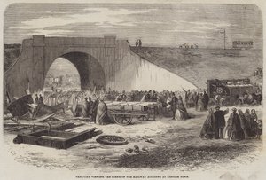 ケンティッシュタウンでの鉄道事故の様子を見る審査員 作： Edward Hull