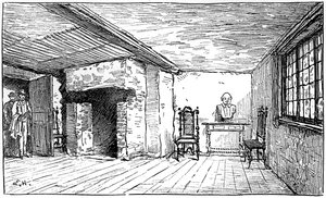 シェイクスピアが生まれた部屋、ストラットフォードアポンエイボン、ウォリックシャー、1885年。 作： Edward Hull
