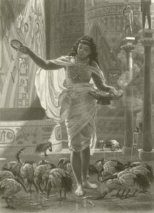 カルナックのホールで神聖なトキを養う 作： Edward John Poynter