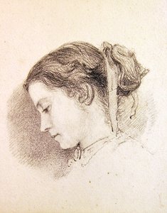少女の頭の習作（紙に鉛筆） 作： Edward John Poynter