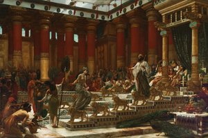シバの女王のソロモン王への訪問、1890 作： Edward John Poynter