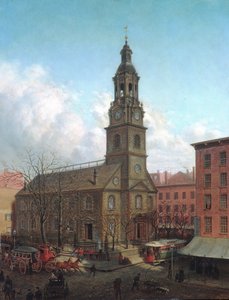 ノースダッチチャーチ、フルトンとウィリアムストリート、ニューヨーク、1869年。 作： Edward Lamson Henry