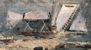 ハイチ、カプ・ハイティエン：HMSブルドッグの手術水彩画 作： Edward Lawton Moss