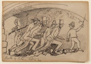 タイタスの浴場、1840年（紙に鉛筆、ペン、インク） 作： Edward Lear