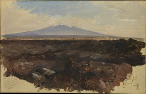 カターニアとエトナ山 作： Edward Lear
