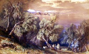 アナリプシスの村の上から見たコルフ島 作： Edward Lear