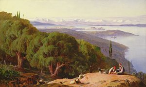 ガストゥリの丘からのコルフ、1857〜58年 作： Edward Lear