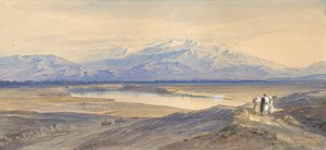 ラリッサ、テッサリア、ギリシャ、1850-85年からのオリンポス山。 作： Edward Lear