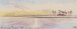 ゲジル・シェンドウィエル付近；日没、午後5時22分、1867年1月10日 (121) 作： Edward Lear